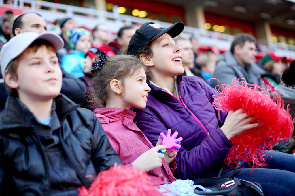 Family at a large event